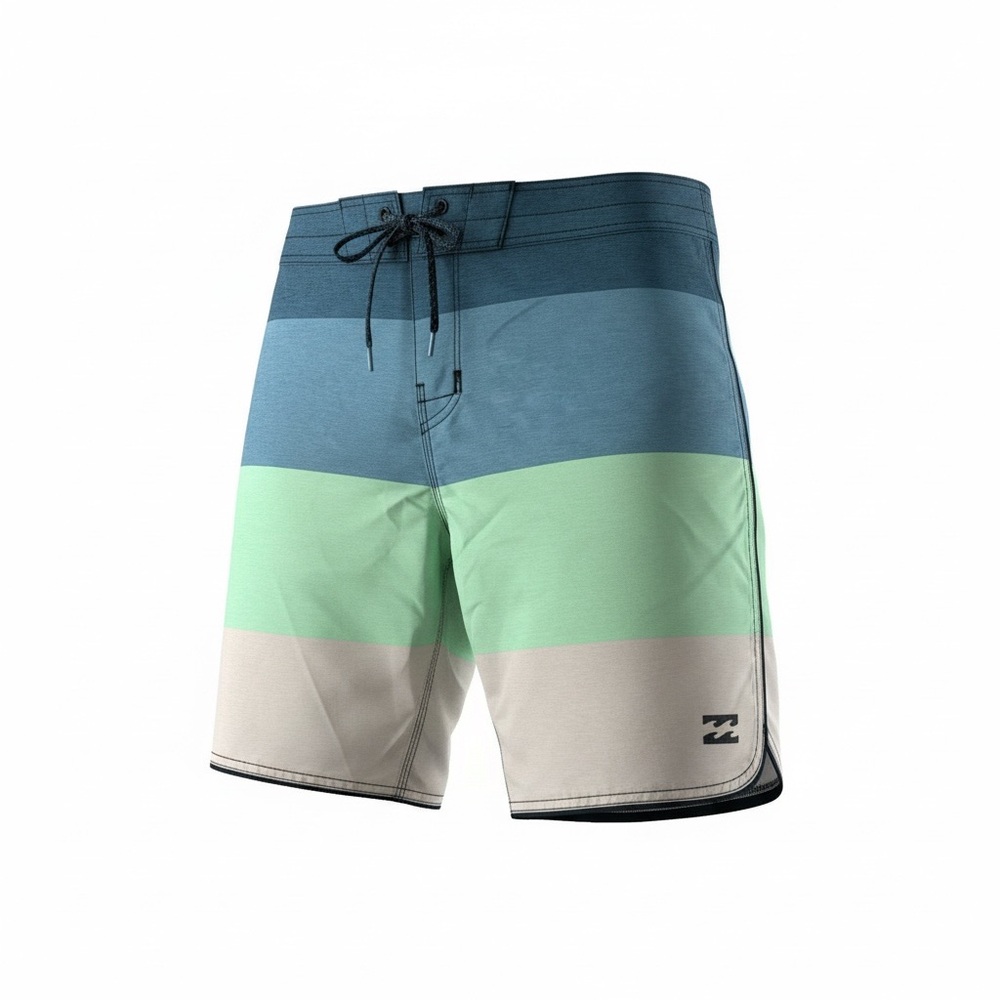 Billabong Men's Blue Green Tan Board Shorts
